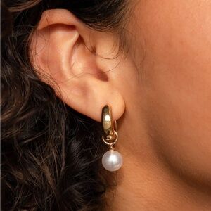 Gold Pearl Drop Earrings
